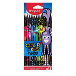 MAPED- LAPICES DE COLORES PEPS MONSTER x 12 SURTIDOS LARGOS